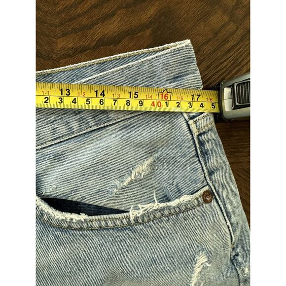 AGOLDE 32 Cotton Relaxed Frayed Hem High Rise Cutoff Shorts - Picture 8 of 9